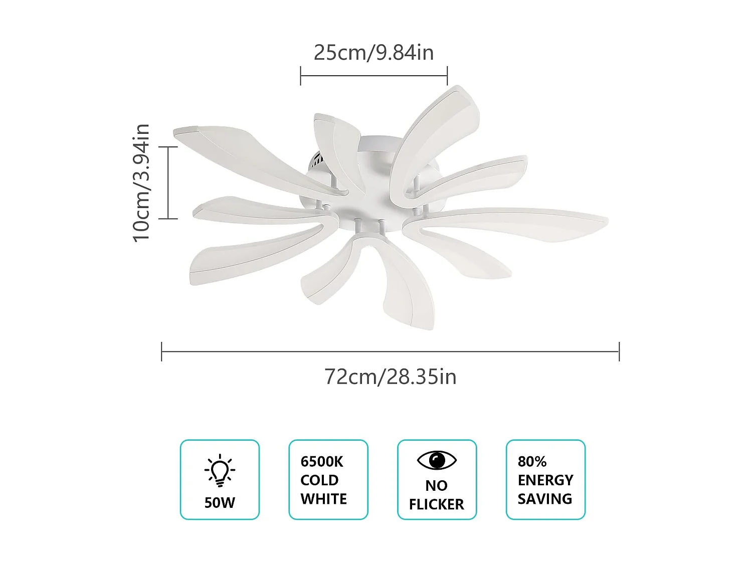 Plafonnier LED, 50W Lampe de Plafond, 6500K Lumière Blanche Froide, Luminaire Moderne en Acrylique avec Télécommande pour Salon, Chambre à Coucher, 71cm