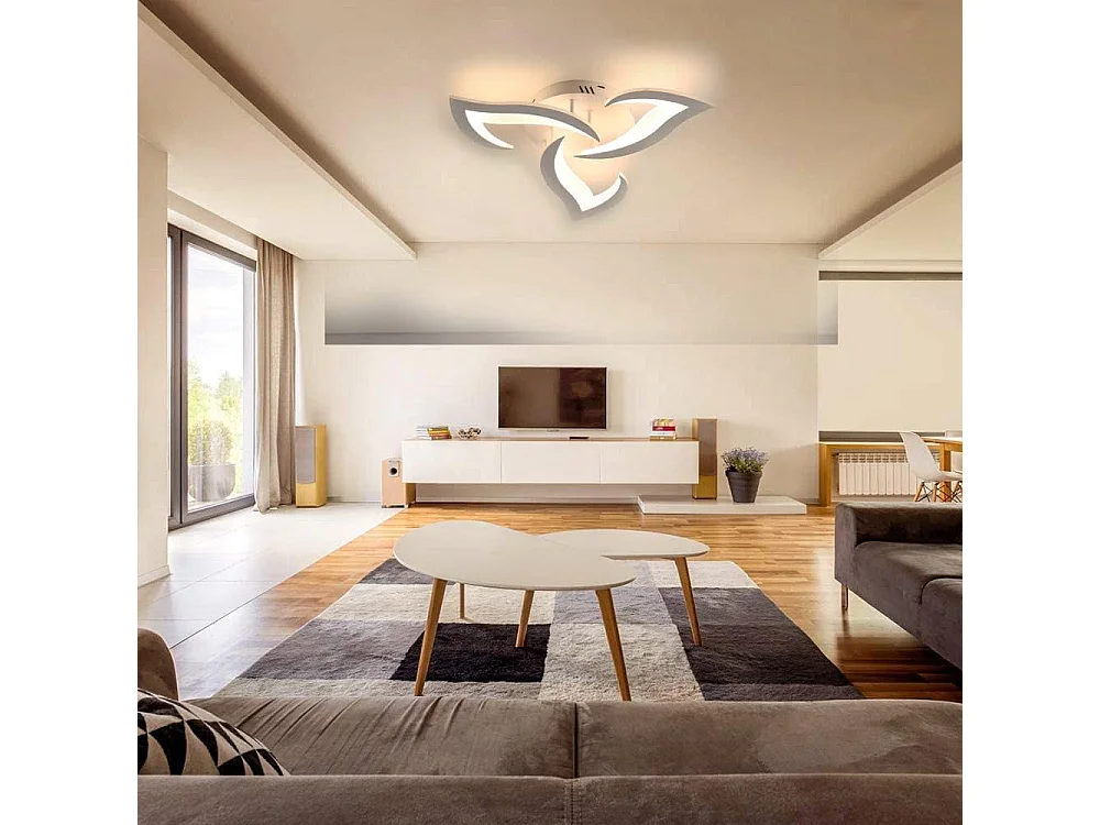 Plafonnier LED, 36W 3060LM Luminaire Plafonnier Moderne, Dia 58cm Acrylique Lampe de Plafond LED 3 lumières pour Salon Chambre Cuisine