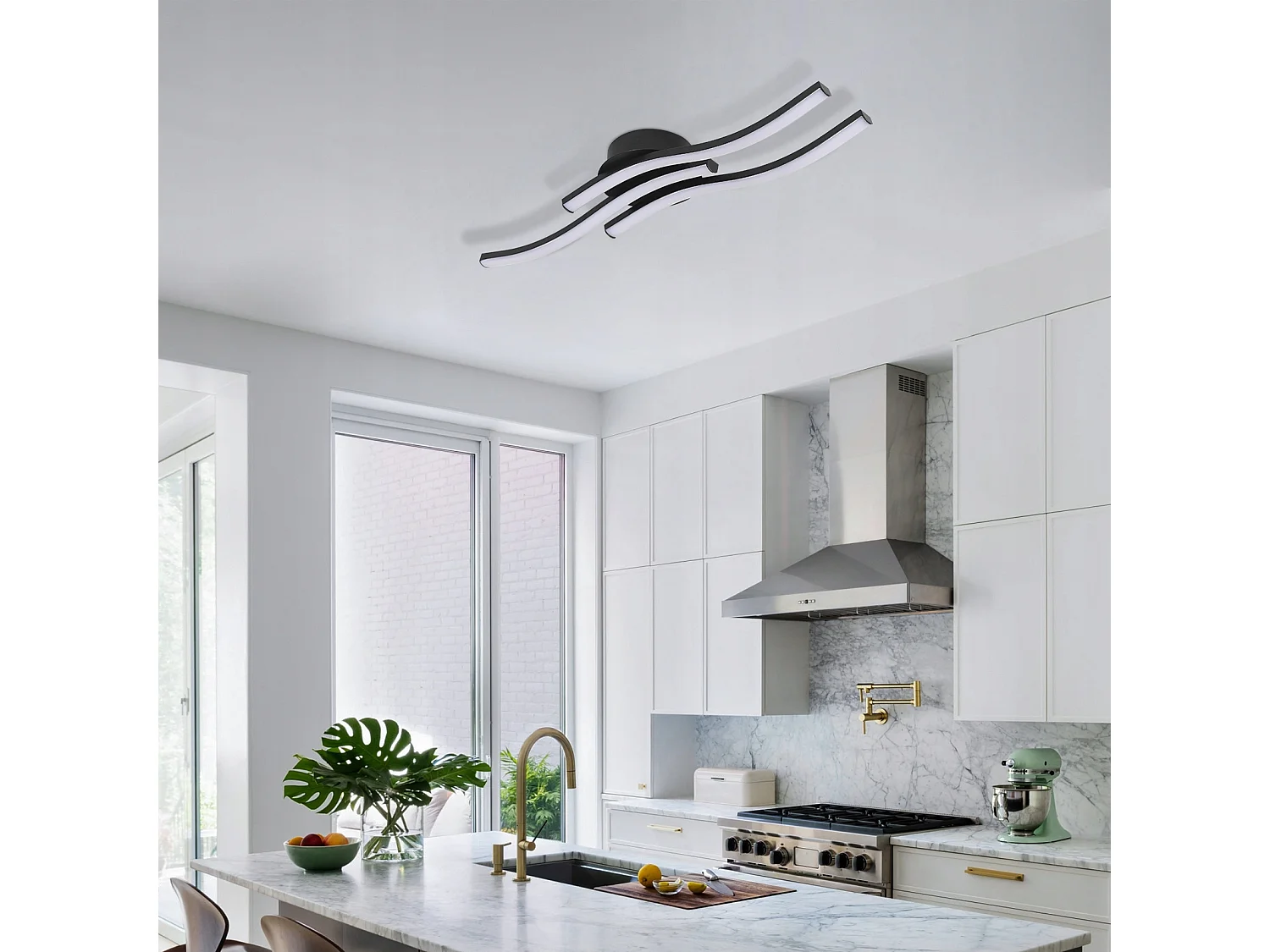 Plafonniers LED, 3 Parallèles Noires, 6500K Lumière Blanche Froide, 52*12 CM, pour Chambre Salon