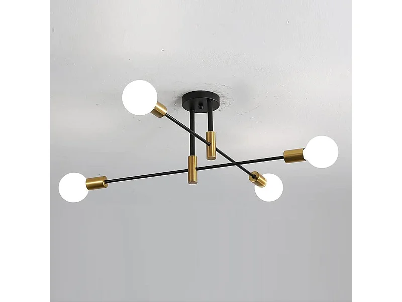 Lustres Luminaire Industriel , Spoutnik  Plafonnier , Ø72cm 4 Lampes Lumière Plafond en Metal pour Salon Chambre Cuisine, E27 Base, Sans Ampoule