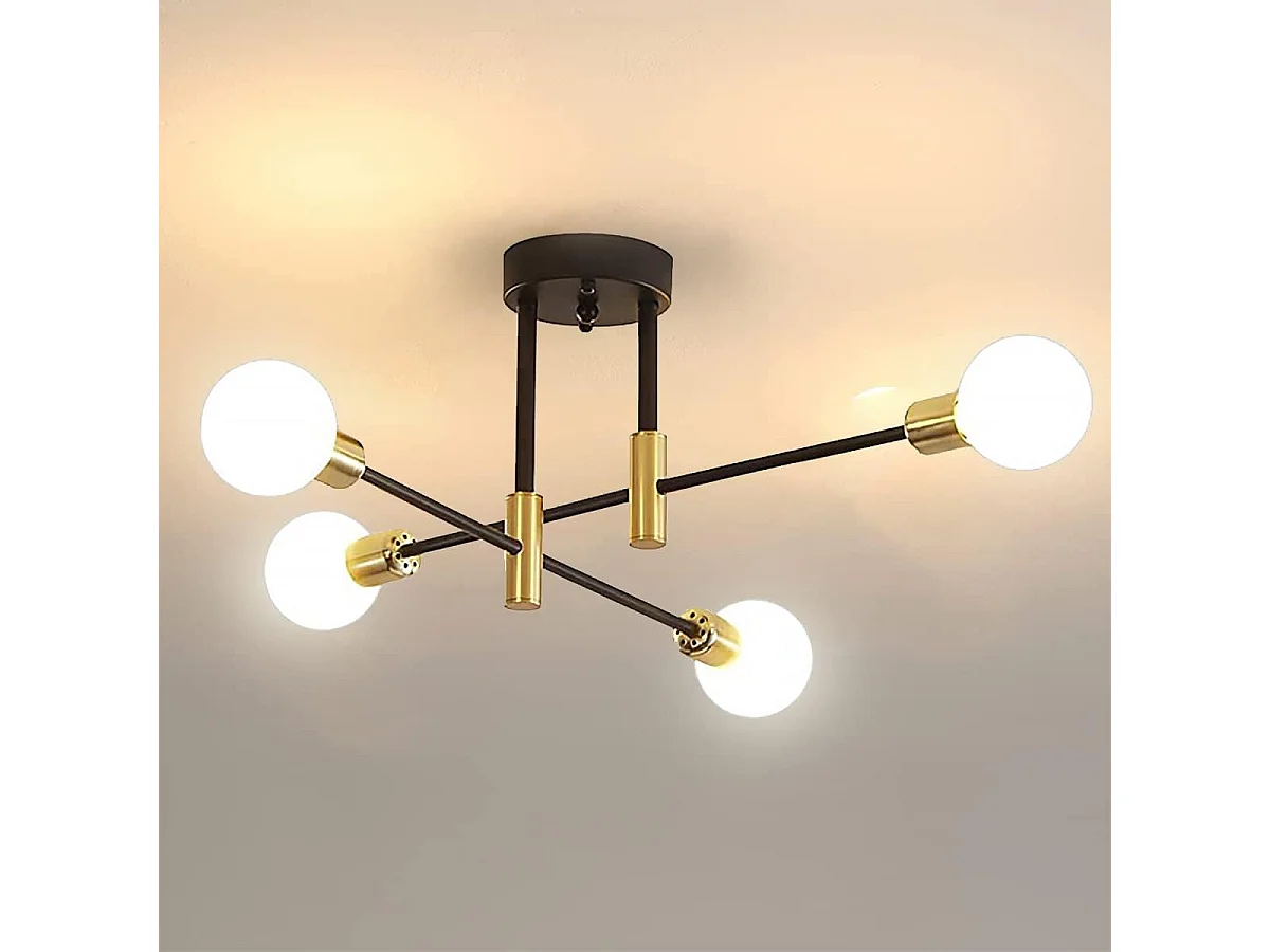 Plafonnier vintage, 4 lumières, E27, plafonnier moderne pour salon, cuisine, salle à manger, ampoule non incluse