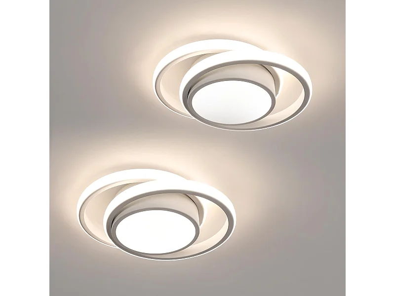 2 pièces Plafonnier LED, Rond Lampe de plafond 32W 2350lm, Moderne Luminaire Plafonnier pour Couloir Coucher Salle,Lumière Naturelle 4500K, Diamètre 28cm