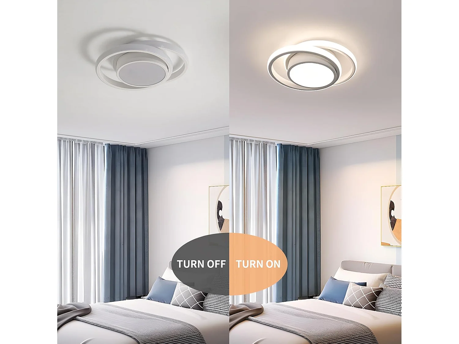 2 pièces Plafonnier LED, Rond Lampe de plafond 32W 2350lm, Moderne Luminaire Plafonnier pour Couloir Coucher Salle,Lumière Naturelle 4500K, Diamètre 28cm