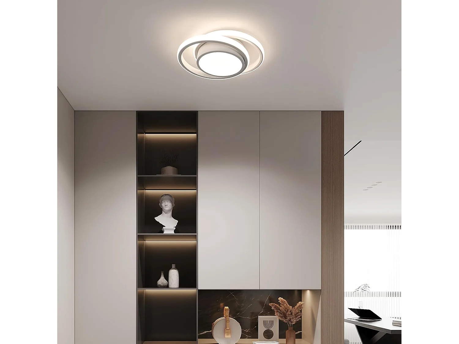 2 pièces Plafonnier LED, Rond Lampe de plafond 32W 2350lm, Moderne Luminaire Plafonnier pour Couloir Coucher Salle,Lumière Naturelle 4500K, Diamètre 28cm