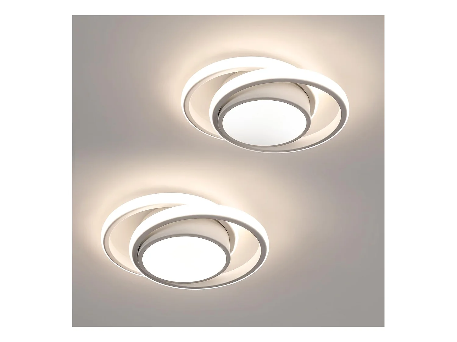 2 pièces Plafonnier LED, Rond Lampe de plafond 32W 2350lm, Moderne Luminaire Plafonnier pour Couloir Coucher Salle,Lumière Naturelle 4500K, Diamètre 28cm