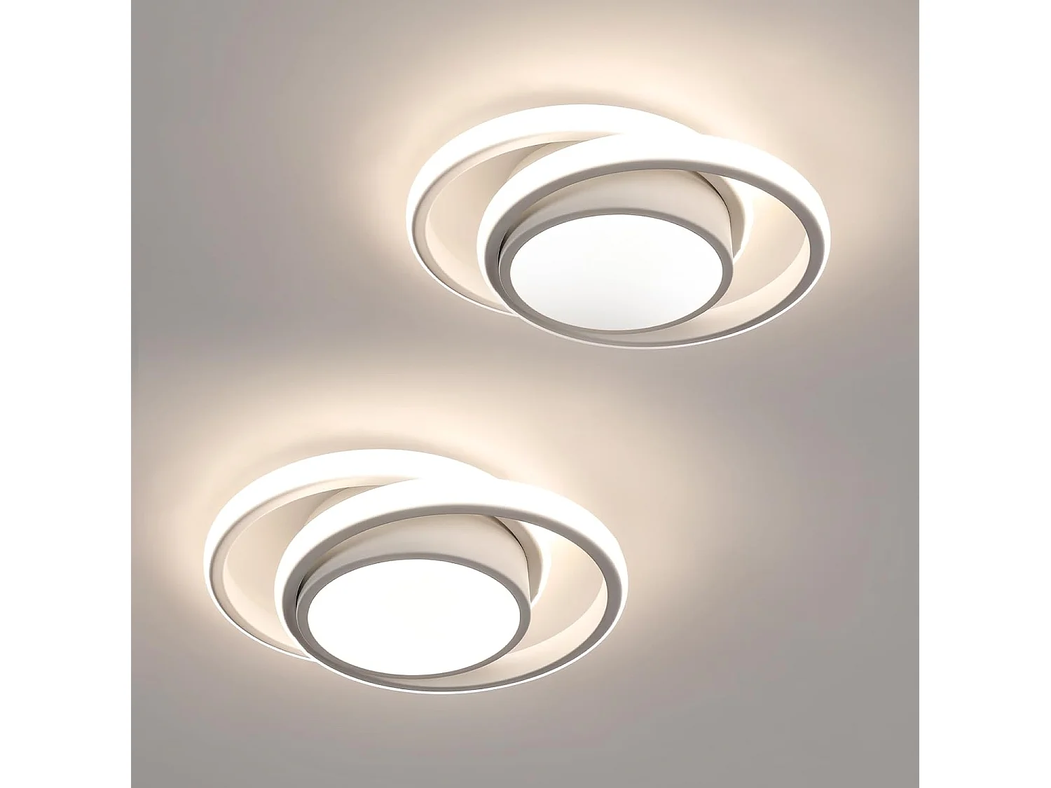 2 pièces Plafonnier LED, Rond Lampe de plafond 32W 2350lm, Moderne Luminaire Plafonnier pour Couloir Coucher Salle,Lumière Naturelle 4500K, Diamètre 28cm