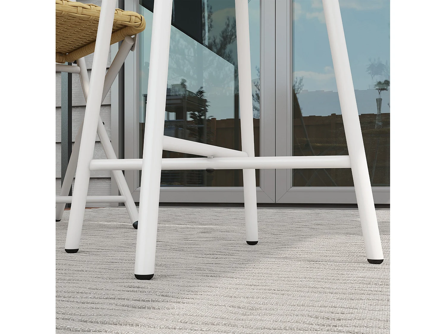 Mesa Auxiliar de Vime Sintético para Jardim com Estrutura de Aço e Acabamento em Madeira