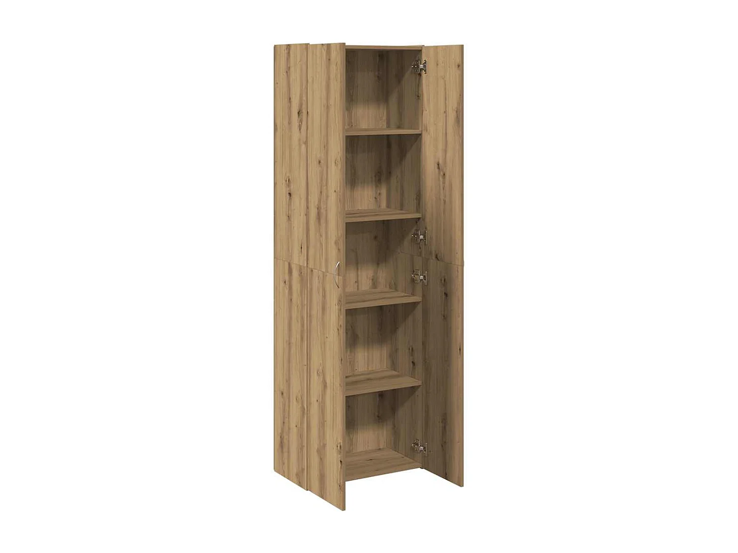 Hoge kast 60x32x190 cm bewerkt hout artisanaal eikenkleur