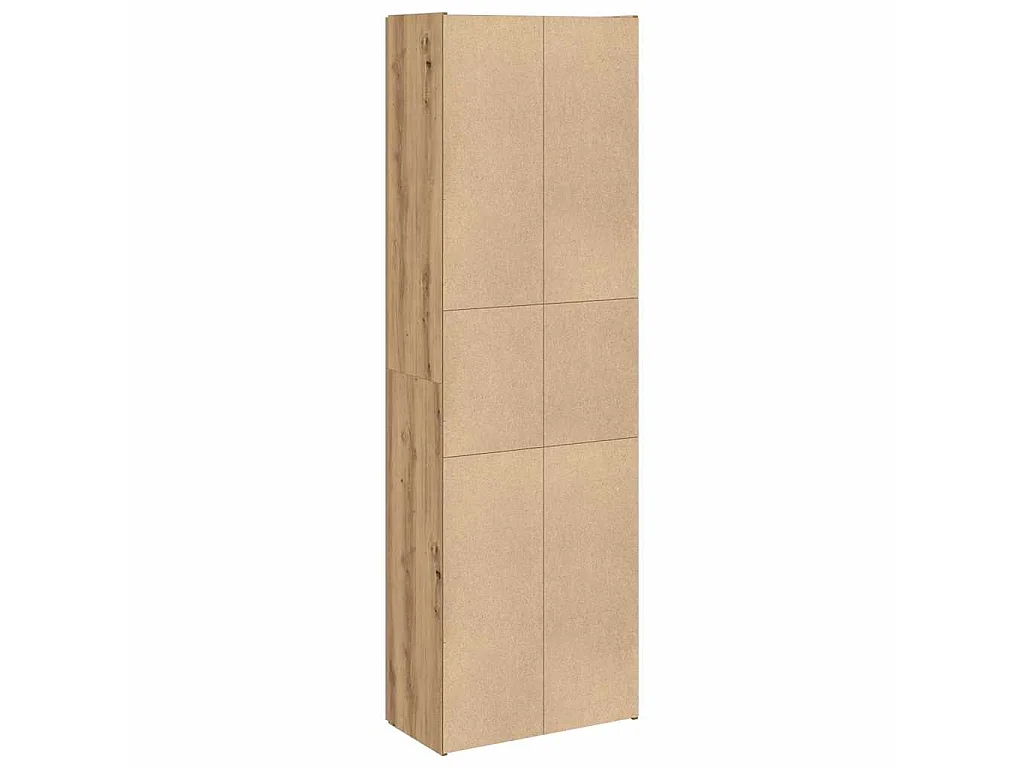 Hoge kast 60x32x190 cm bewerkt hout artisanaal eikenkleur