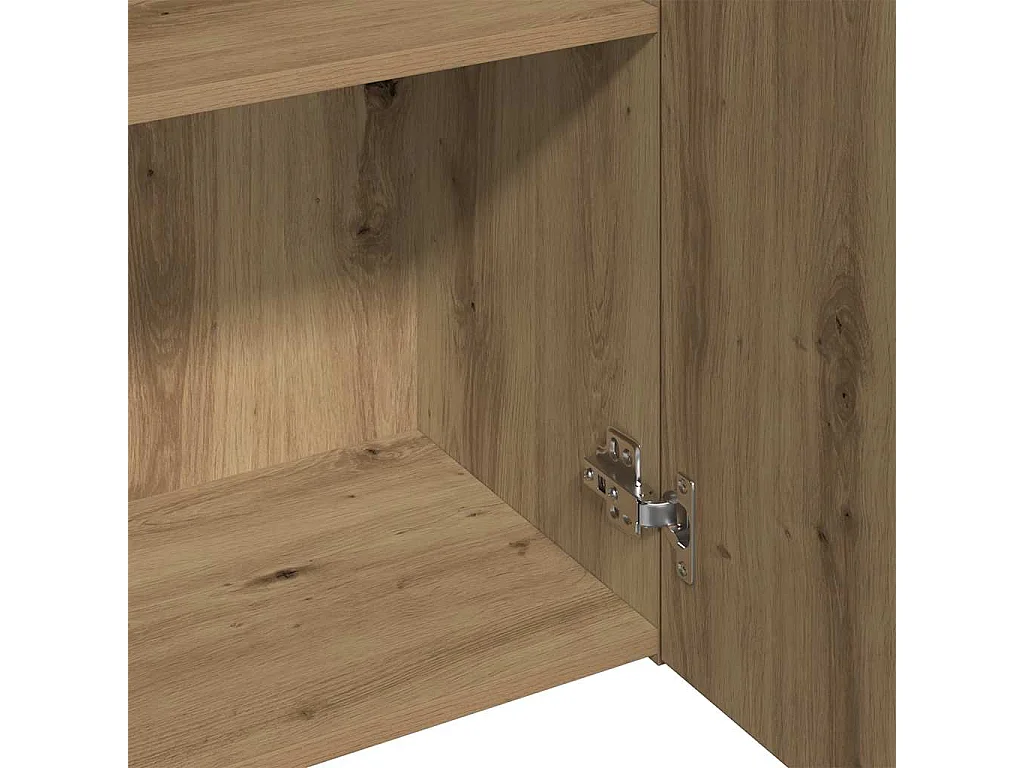 Hoge kast 60x32x190 cm bewerkt hout artisanaal eikenkleur