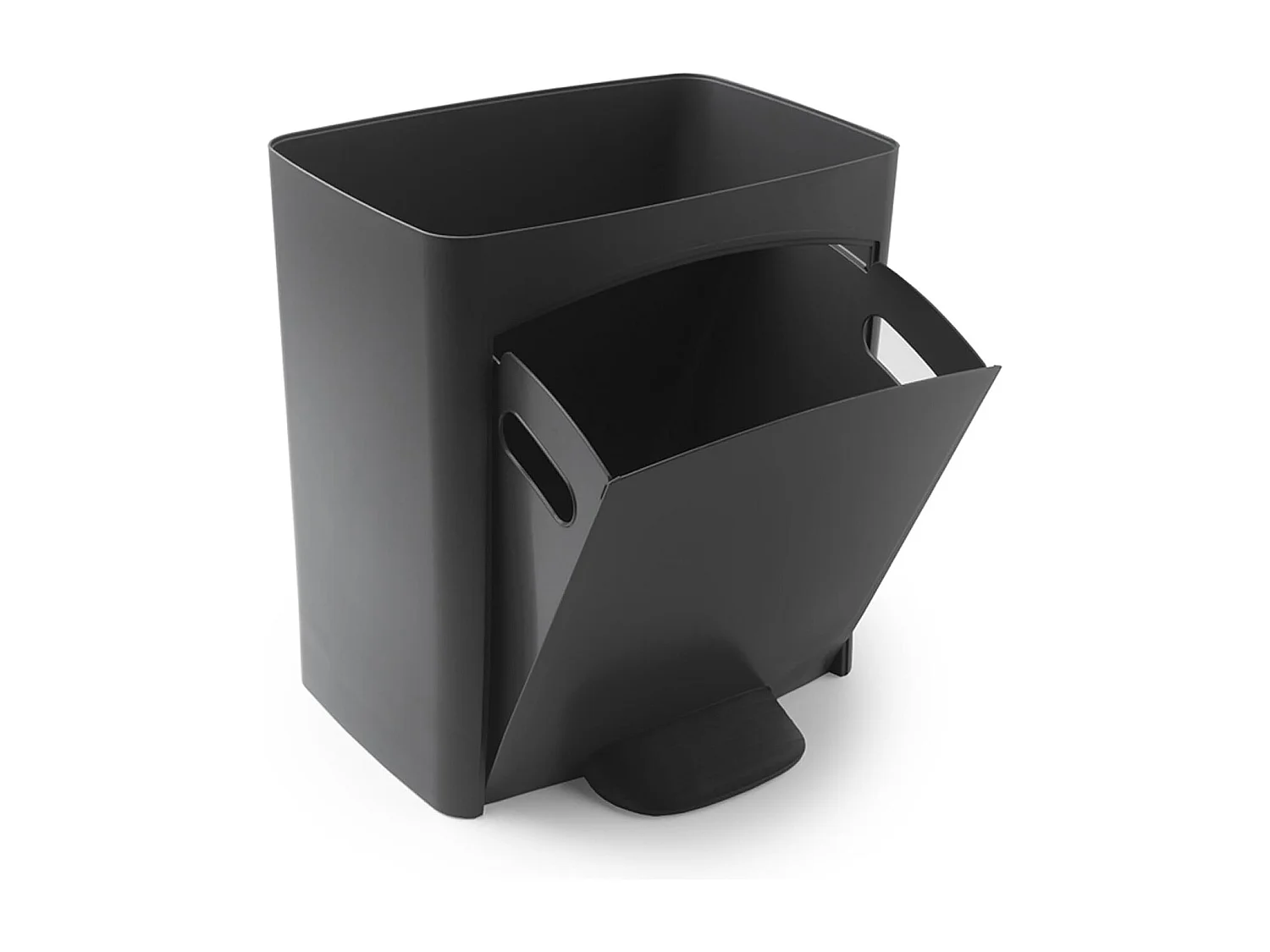 Poubelle de tri sélectif à pédale, poubelle de recyclage – 3 compartiments coloris noir, 70 L - Longueur 39 x Profondeur 30 x Hauteur 76 cm