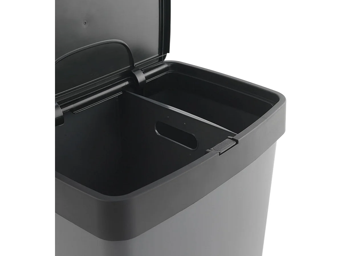 Poubelle de tri sélectif à pédale, poubelle de recyclage – 3 compartiments coloris noir, 70 L - Longueur 39 x Profondeur 30 x Hauteur 76 cm