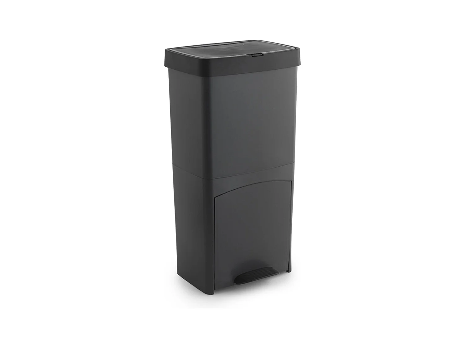 Poubelle de tri sélectif à pédale, poubelle de recyclage – 3 compartiments coloris noir, 70 L - Longueur 39 x Profondeur 30 x Hauteur 76 cm