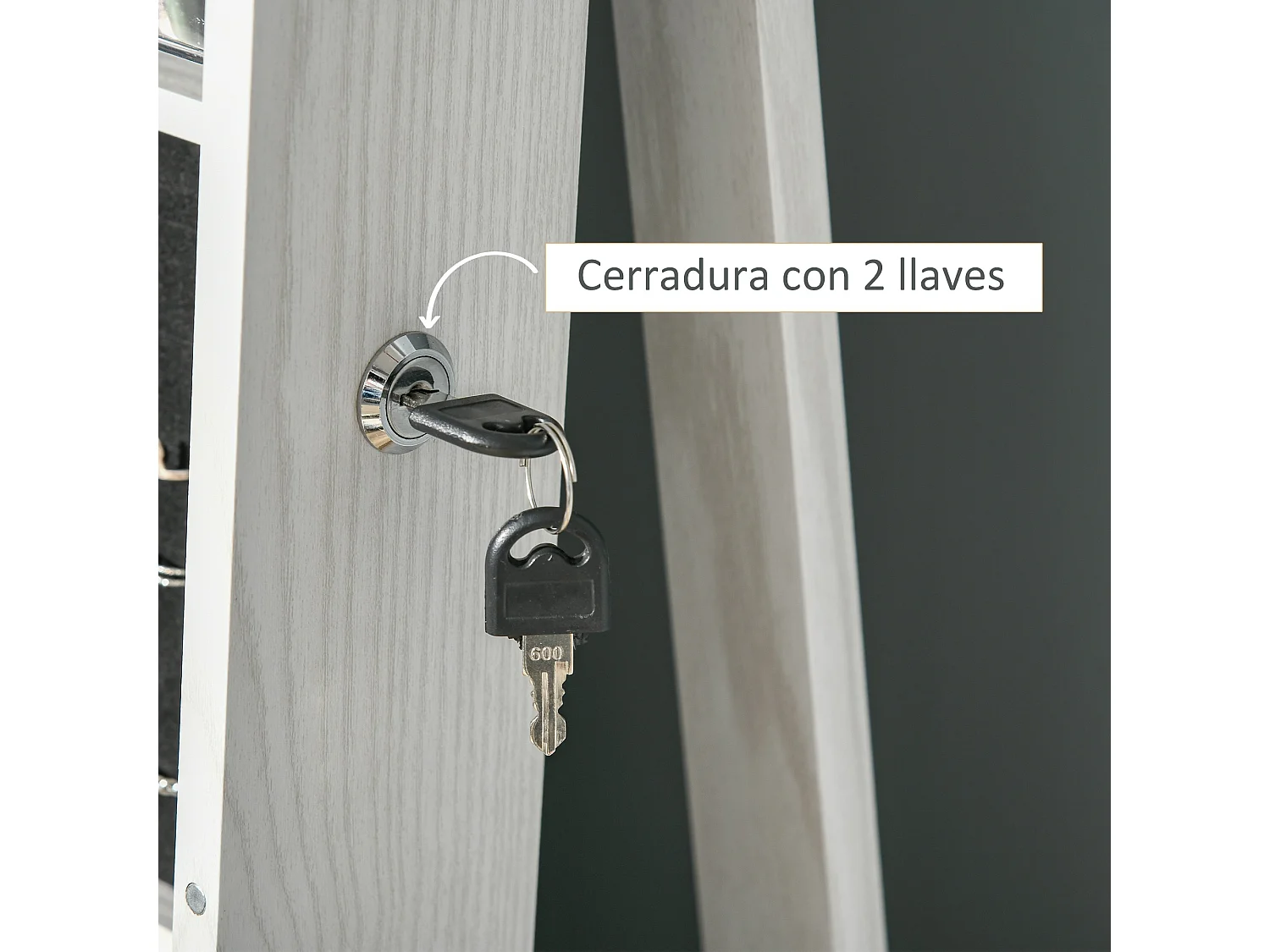 Armario de joyería blanco 38x38x160 cm HOMCOM