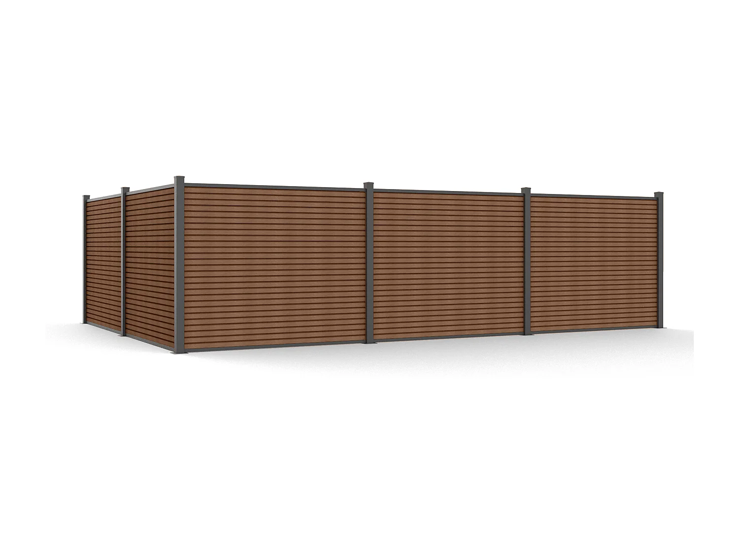 Clôture à poser effet bois  H148 cm - Kit de 9 lames en composite co-extrudé + 2 poteaux anthracite - PALIZO