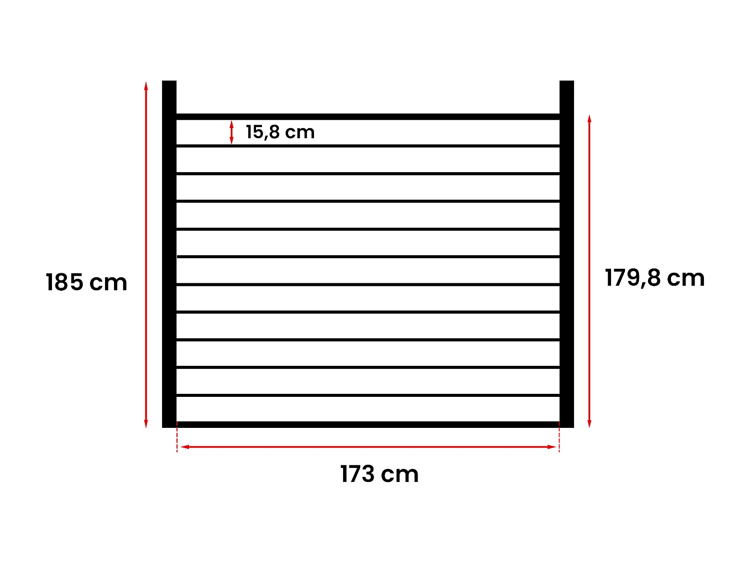Hek voor opbouw met houtlook H179 cm - Set van 11 latten in gecoëxtrudeerd composiet + 2 donkergrijze palen - PALIZO