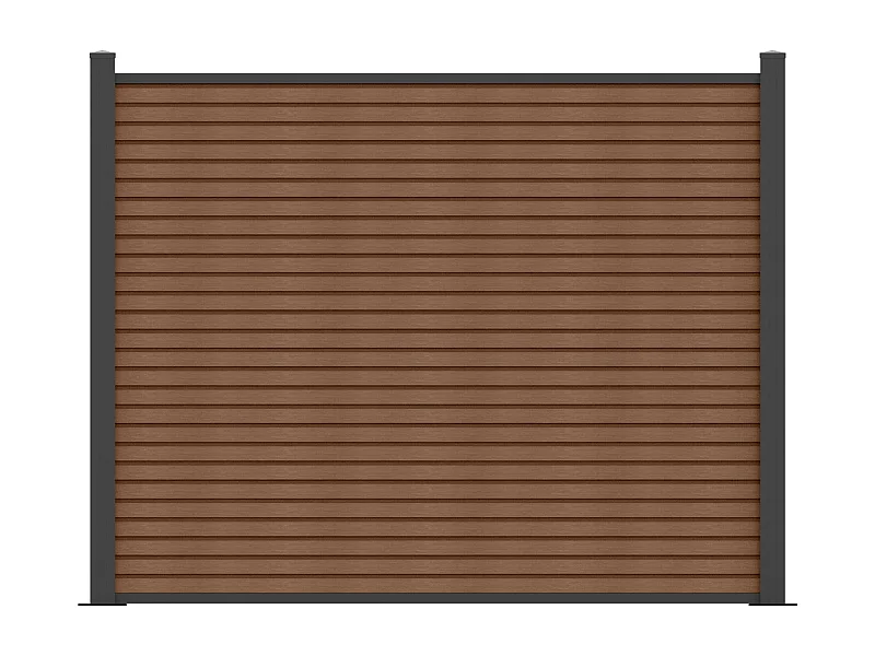 Clôture à enterrer effet bois  H148 cm - Kit de 9 lames en composite co-extrudé + 2 poteaux anthracite - PALIZO