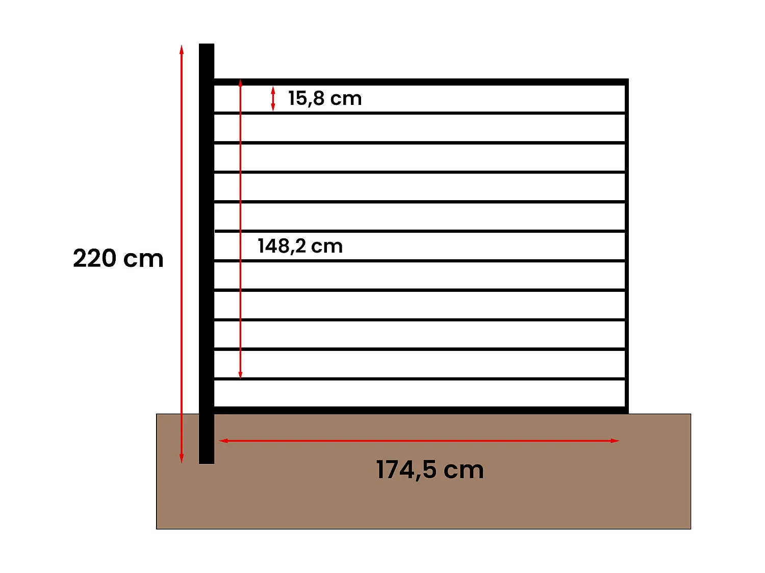Clôture à enterrer effet bois  H179 cm - Kit de 11 lames en composite co-extrudé + 1 poteau anthracite - PALIZO