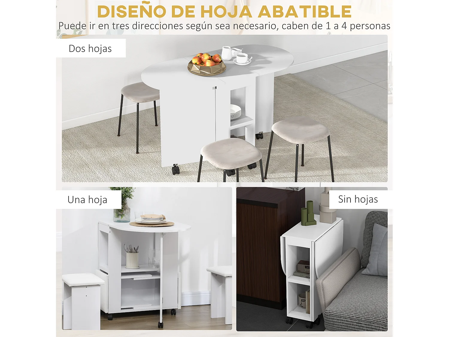 Mesa plegable cocina blanco 120x60x77 cm HOMCOM