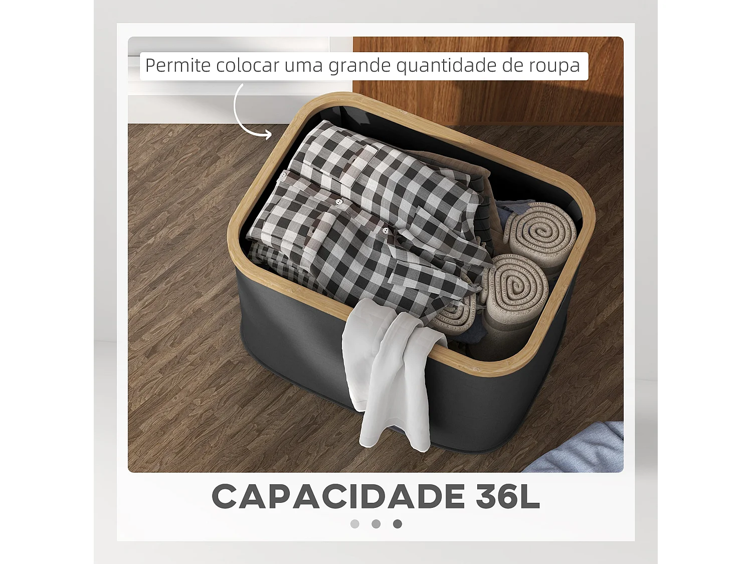 Cesto para Roupa Dobrável HOMCOM 36L - Prático e Ecológico em Preto
