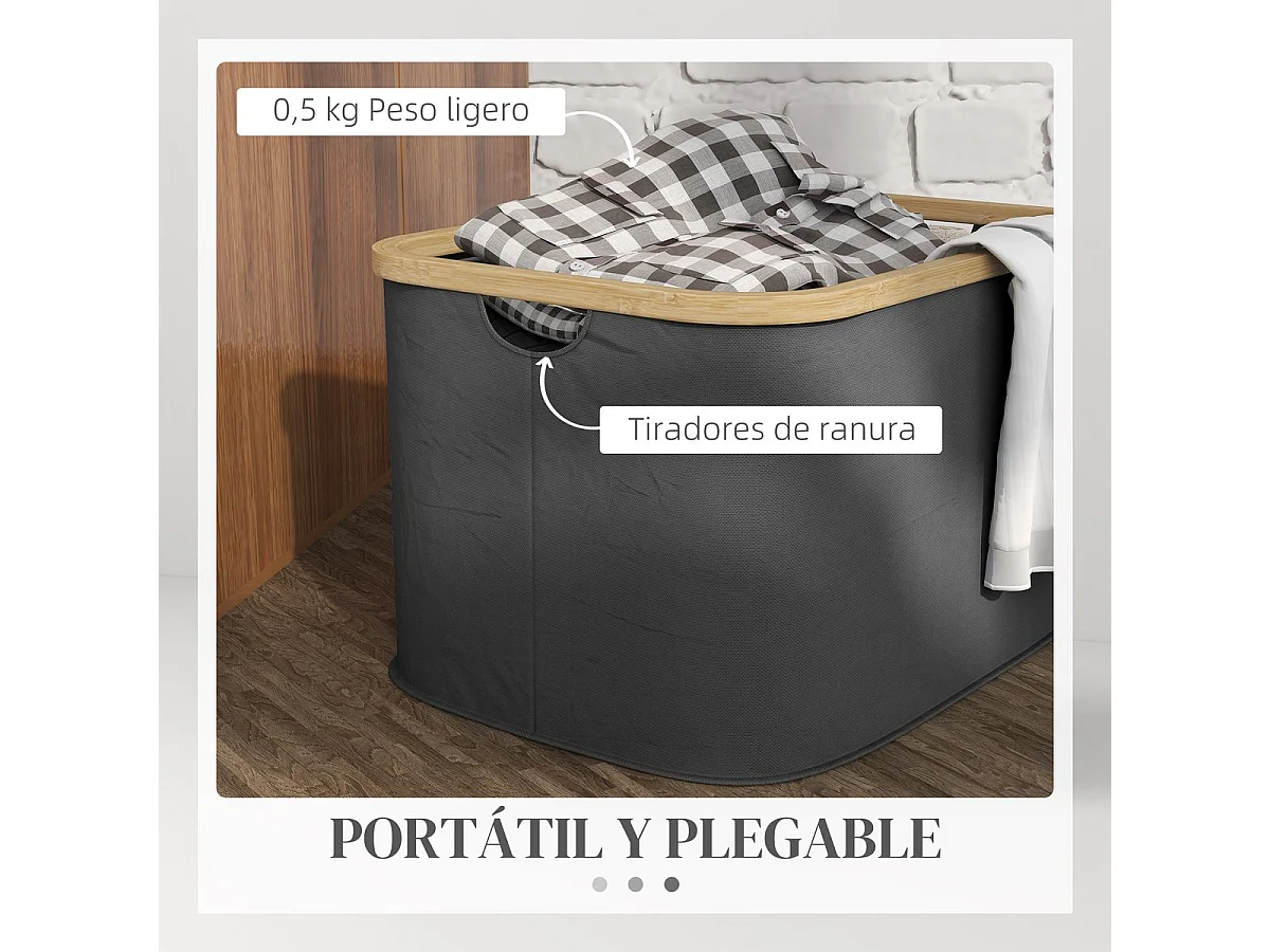 Cesto para Roupa Dobrável HOMCOM 36L - Prático e Ecológico em Preto