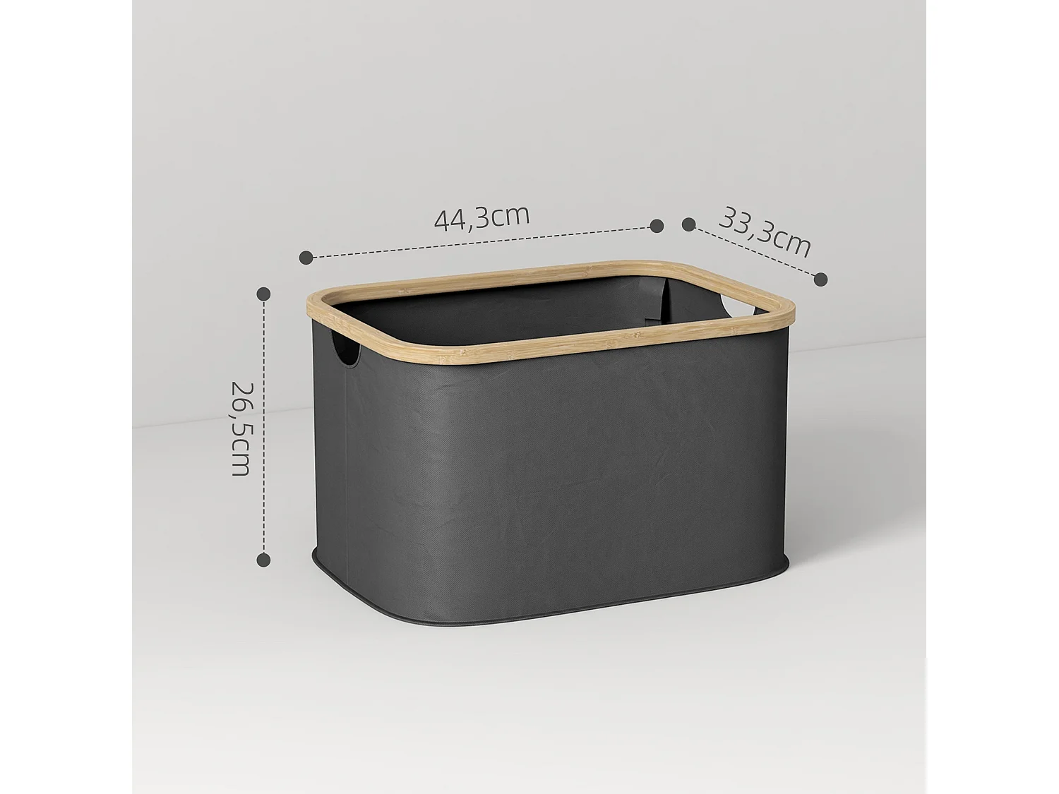 Cesto para la colada Lore Homcom 36L con asas negro 26,5x44,3x33,3 cm