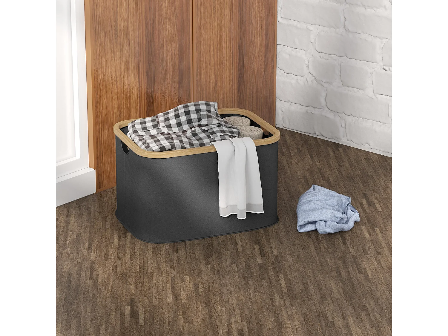 Cesto para Roupa Dobrável HOMCOM 36L - Prático e Ecológico em Preto