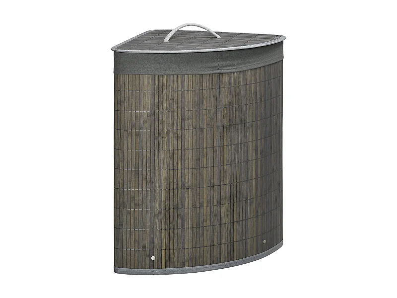Cesto de ropa sucia Nervión Homcom esquinero con tapa bambú gris 57x38x38 cm