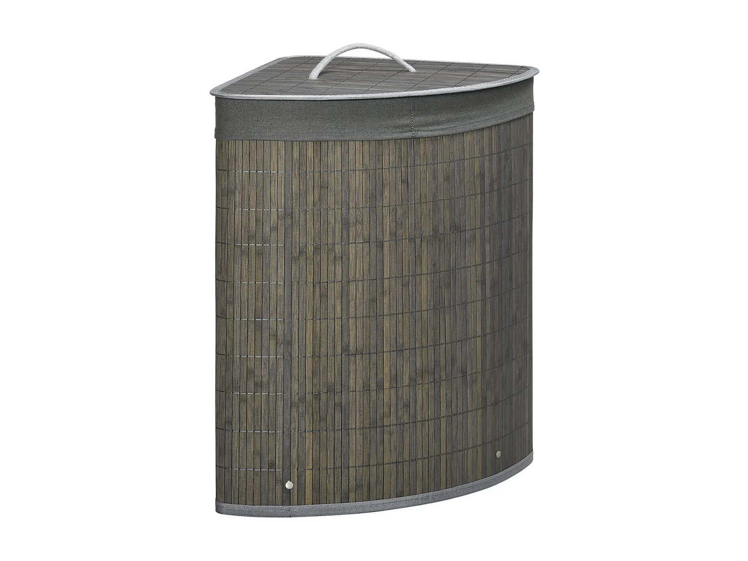 Cesto de ropa sucia Nervión Homcom esquinero con tapa bambú gris 57x38x38 cm