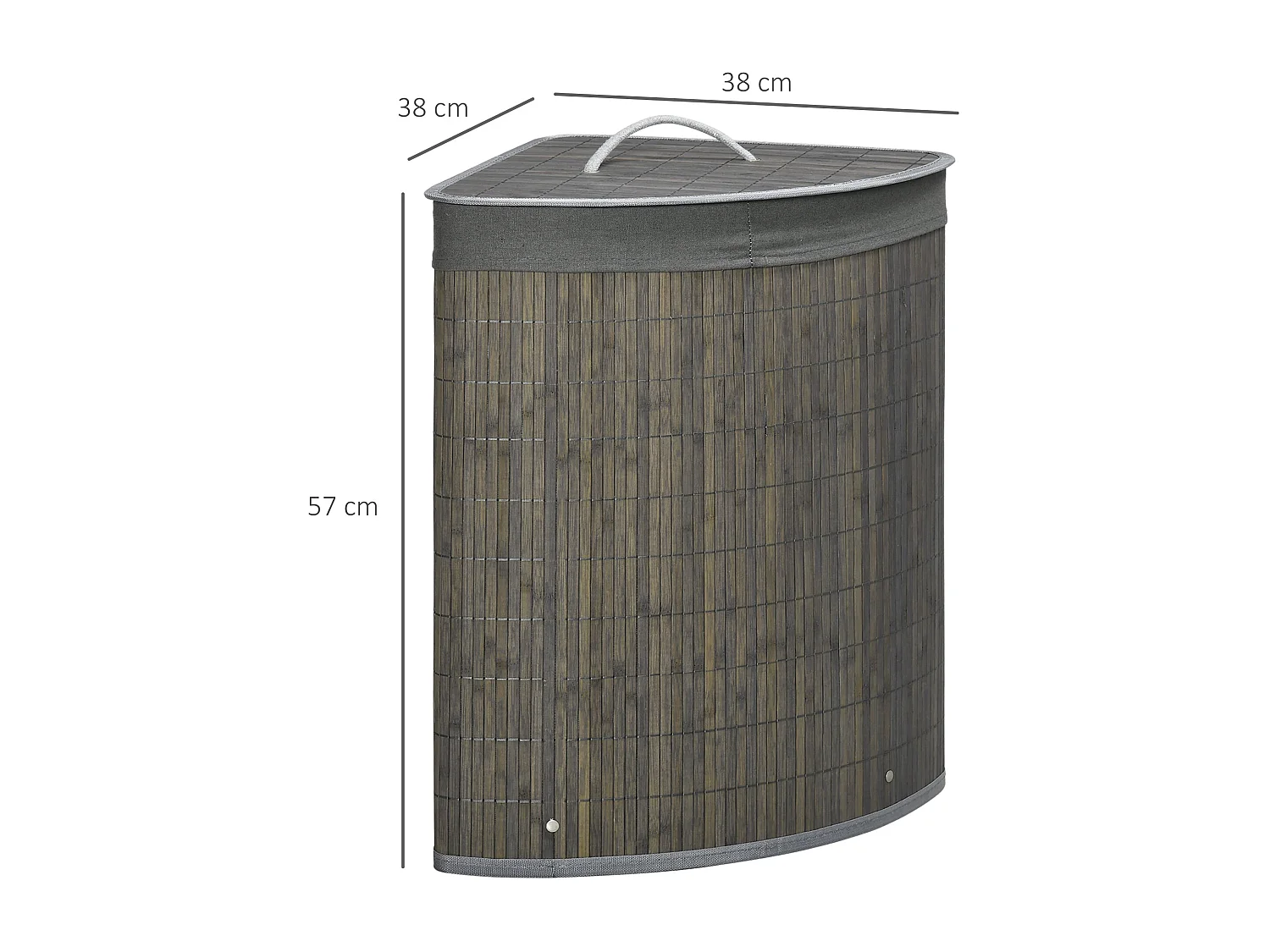 Cesto de ropa sucia Nervión Homcom esquinero con tapa bambú gris 57x38x38 cm