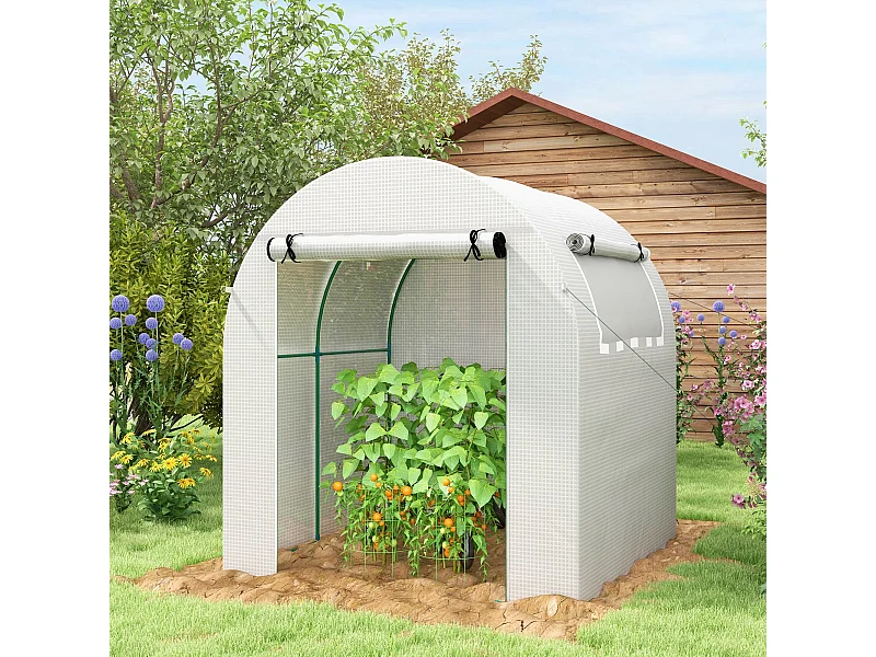 Estufa de Jardim Túnel 180x180x200 cm com Porta Enrolável e Proteção UV