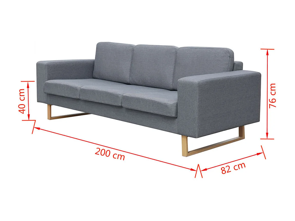 NETTLIFE Canapé avec 3 places tissu gris clair