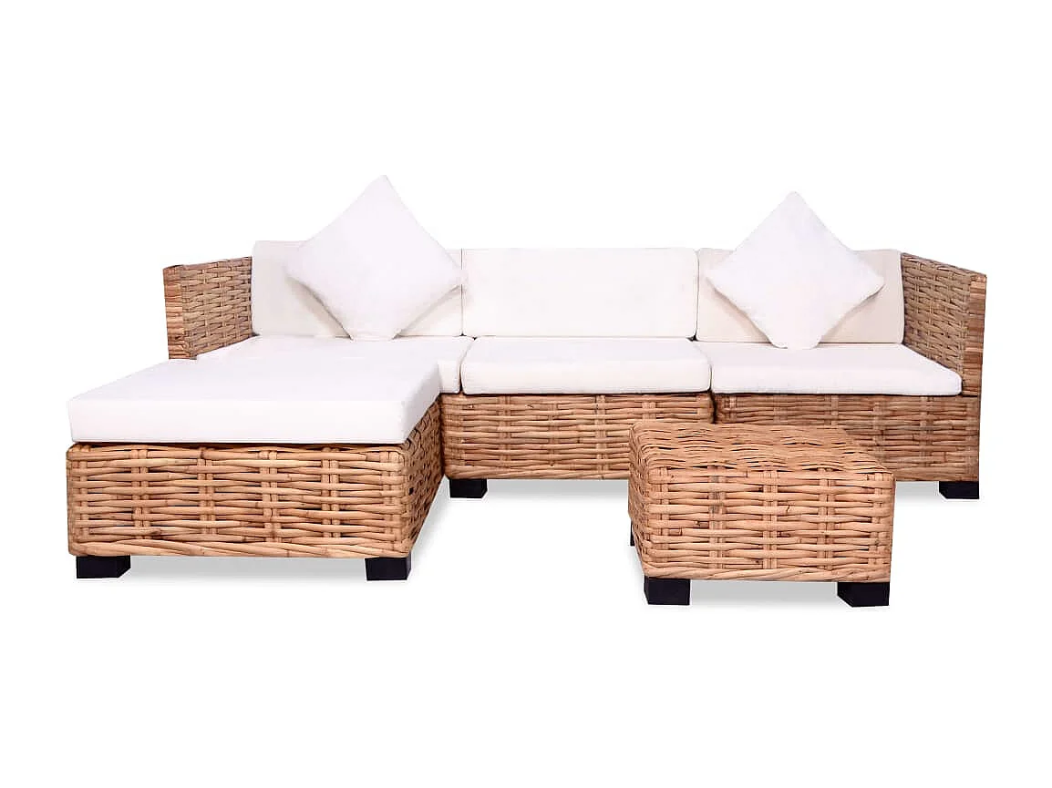 NETTLIFE Ensemble de canapés 14 pcs Rotin naturel