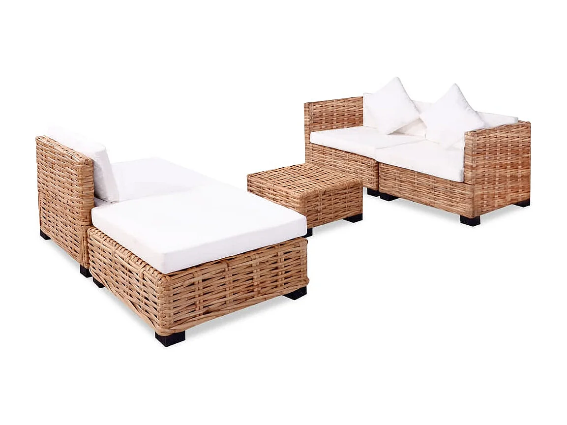 NETTLIFE Ensemble de canapés 14 pcs Rotin naturel