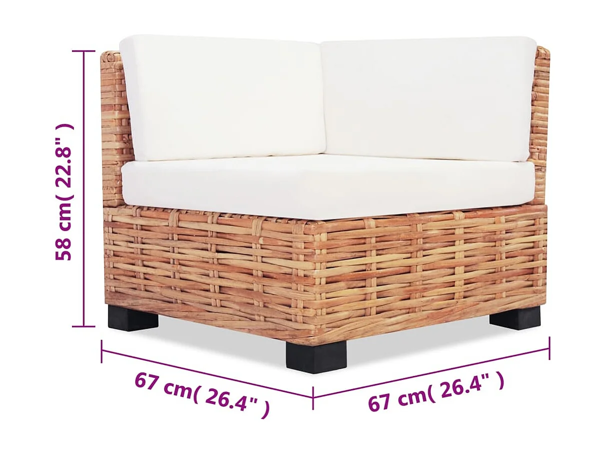 NETTLIFE Ensemble de canapés 14 pcs Rotin naturel