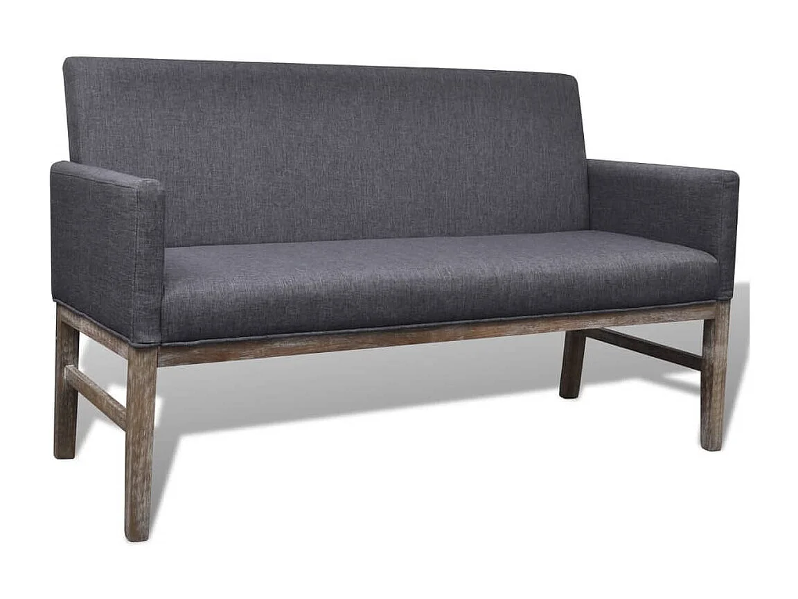 NETTLIFE Banc avec coussin rembourré tissu hévéa gris foncé