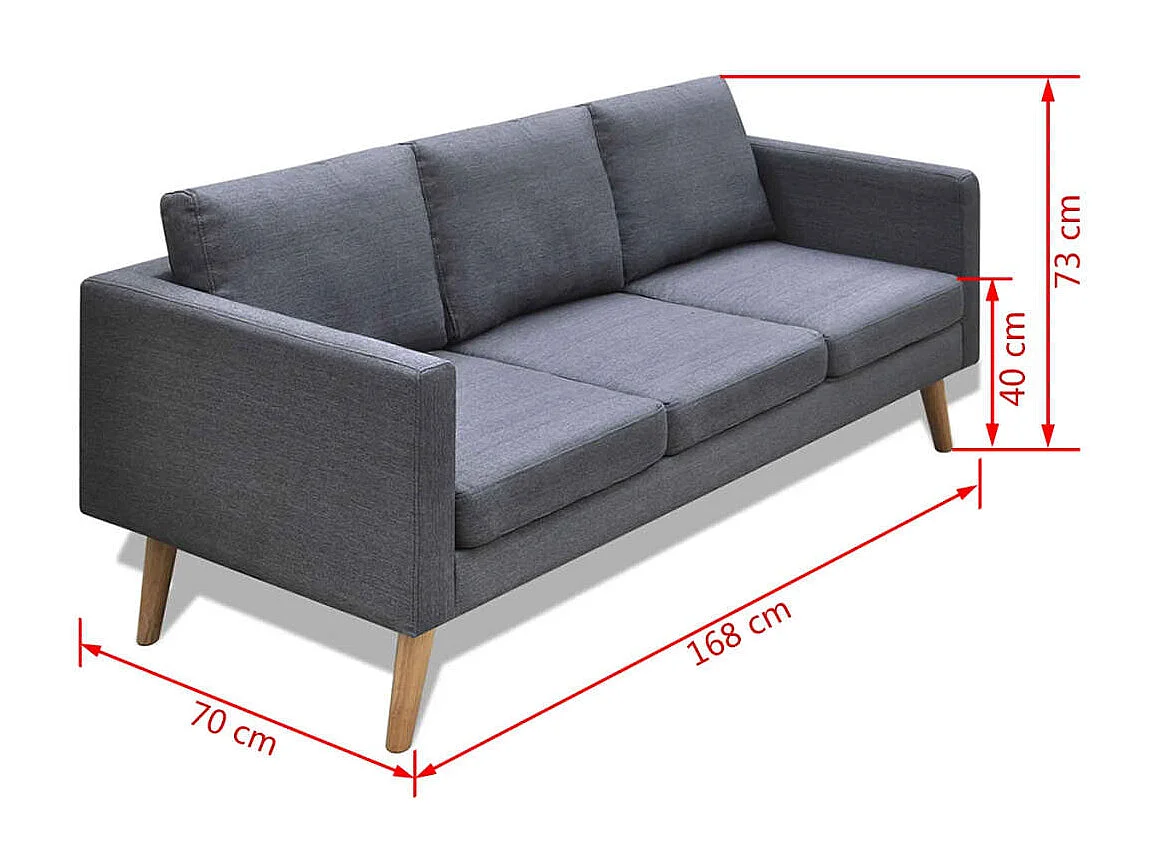 NETTLIFE Canapé à 3 places Tissu Gris foncé