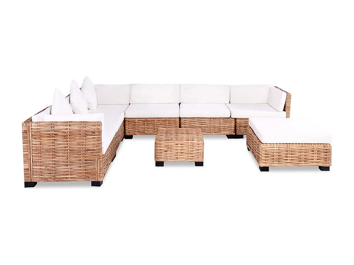 NETTLIFE Ensemble de canapés 27 pcs Rotin naturel