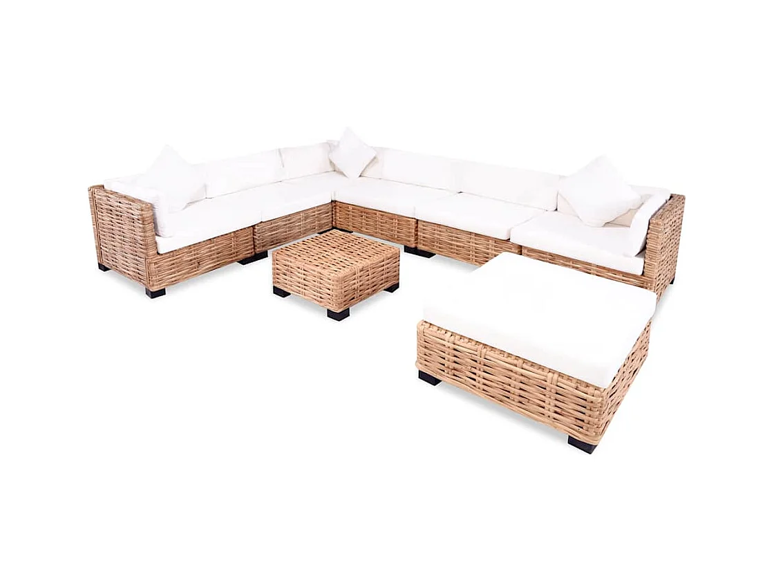 NETTLIFE Ensemble de canapés 27 pcs Rotin naturel