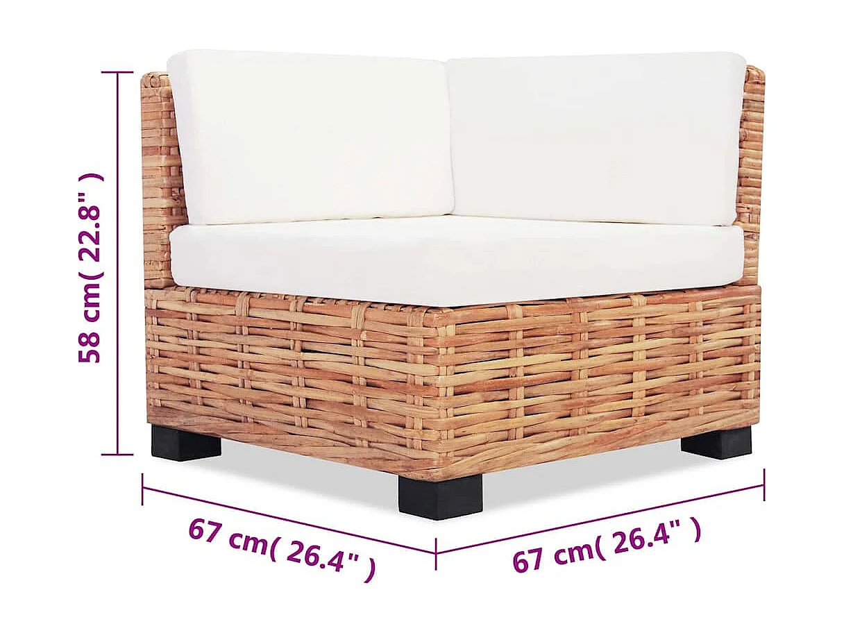 NETTLIFE Ensemble de canapés 27 pcs Rotin naturel