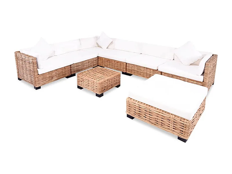 NETTLIFE Ensemble de canapés 27 pcs Rotin naturel