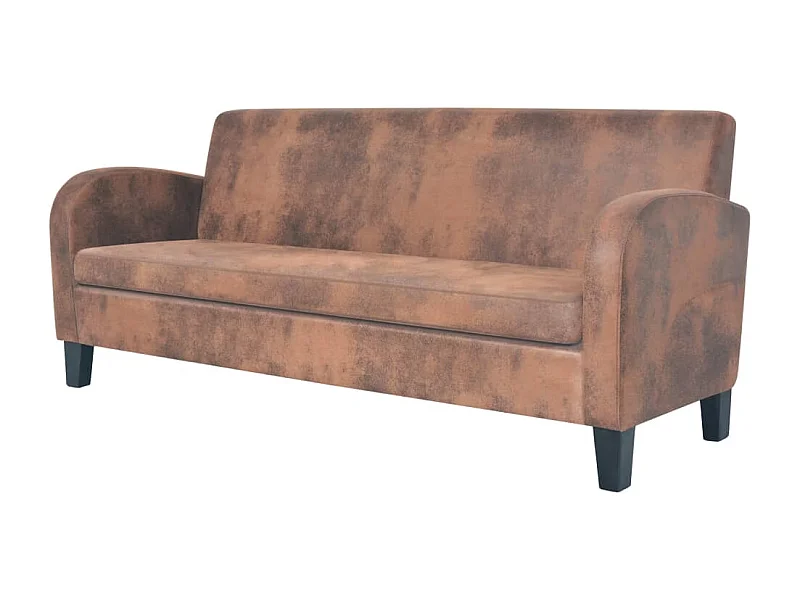 NETTLIFE Canapé à 3 places Daim synthétique Marron