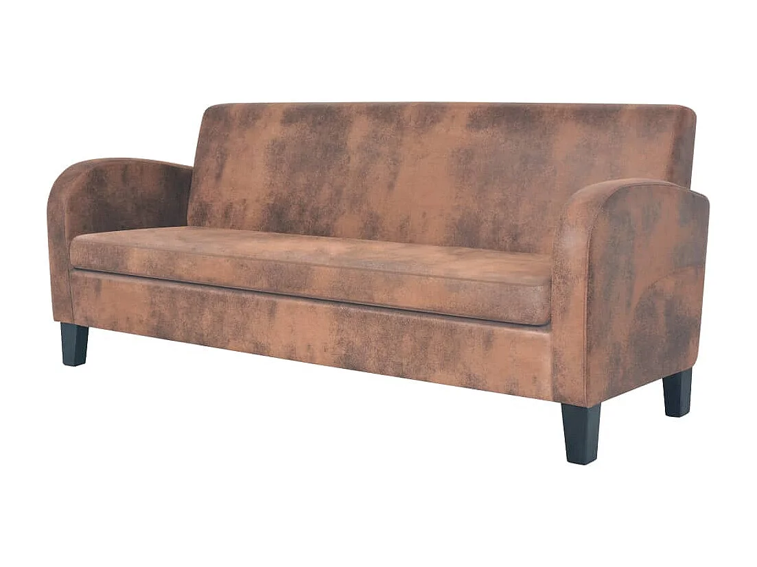 NETTLIFE Canapé à 3 places Daim synthétique Marron