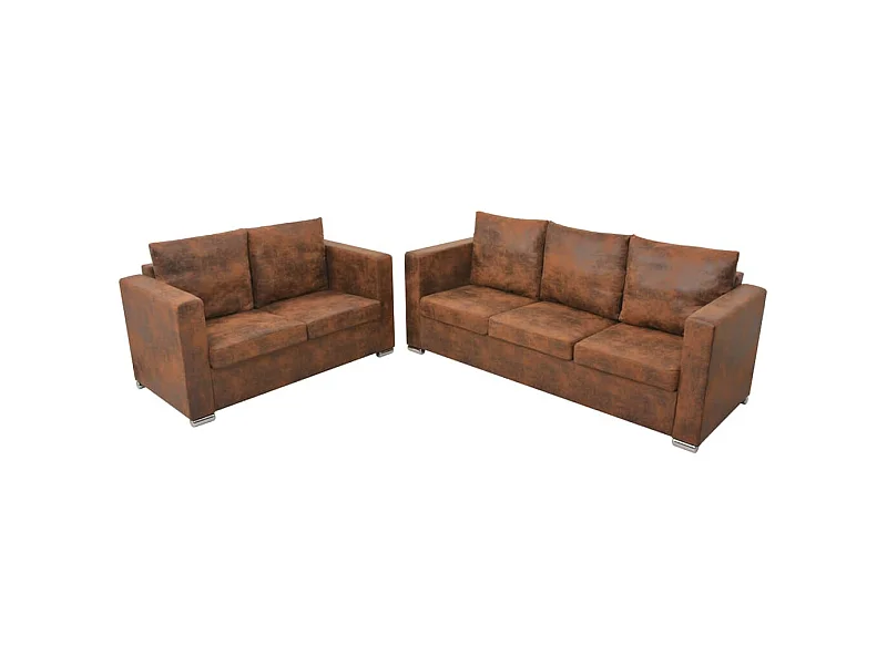 NETTLIFE Ensemble de canapés 2 pcs cuir daim artificiel