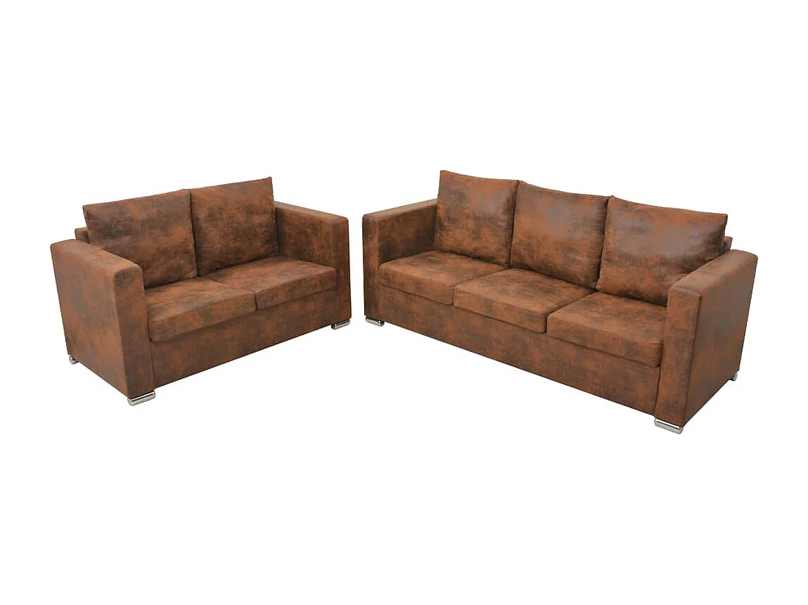 NETTLIFE Ensemble de canapés 2 pcs cuir daim artificiel