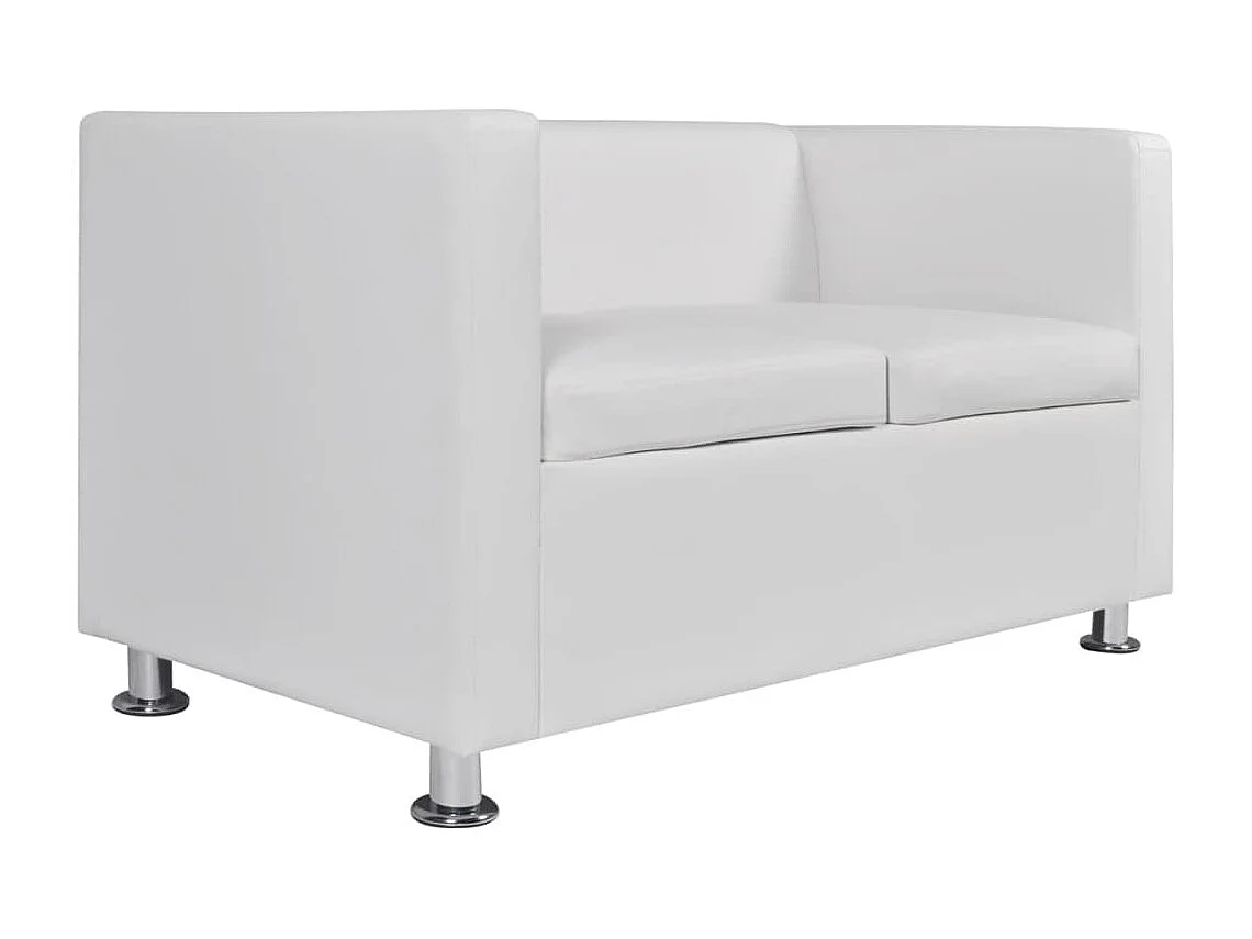 NETTLIFE Ensemble de canapés 2 places et 3 places Cuir synthétique Blanc