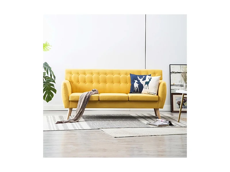 NETTLIFE Canapé à 3 places revêtement en tissu 172x70x82 cm jaune