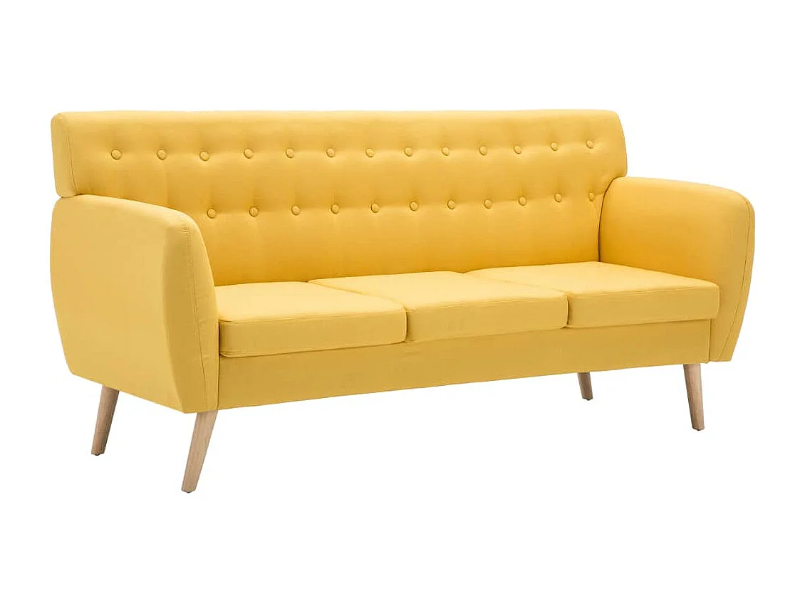 NETTLIFE Canapé à 3 places revêtement en tissu 172x70x82 cm jaune