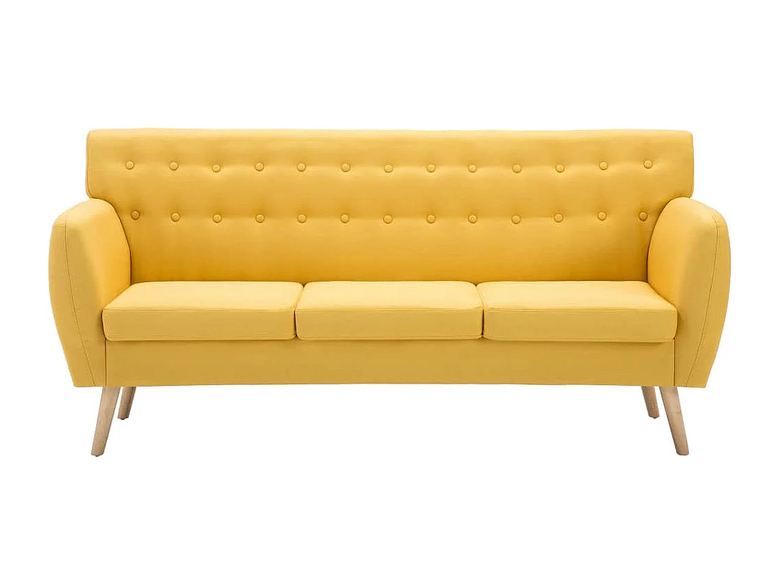 NETTLIFE Canapé à 3 places revêtement en tissu 172x70x82 cm jaune