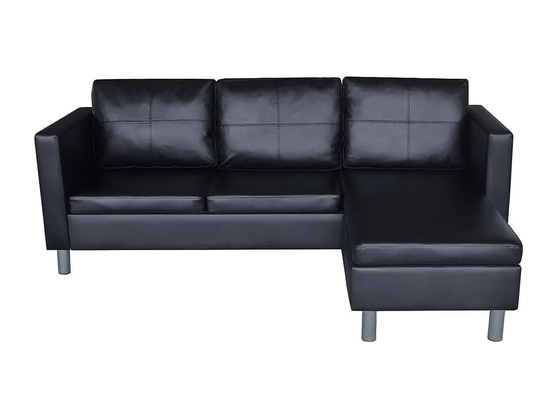 NETTLIFE Canapé sectionnel à 3 places Cuir synthétique Noir